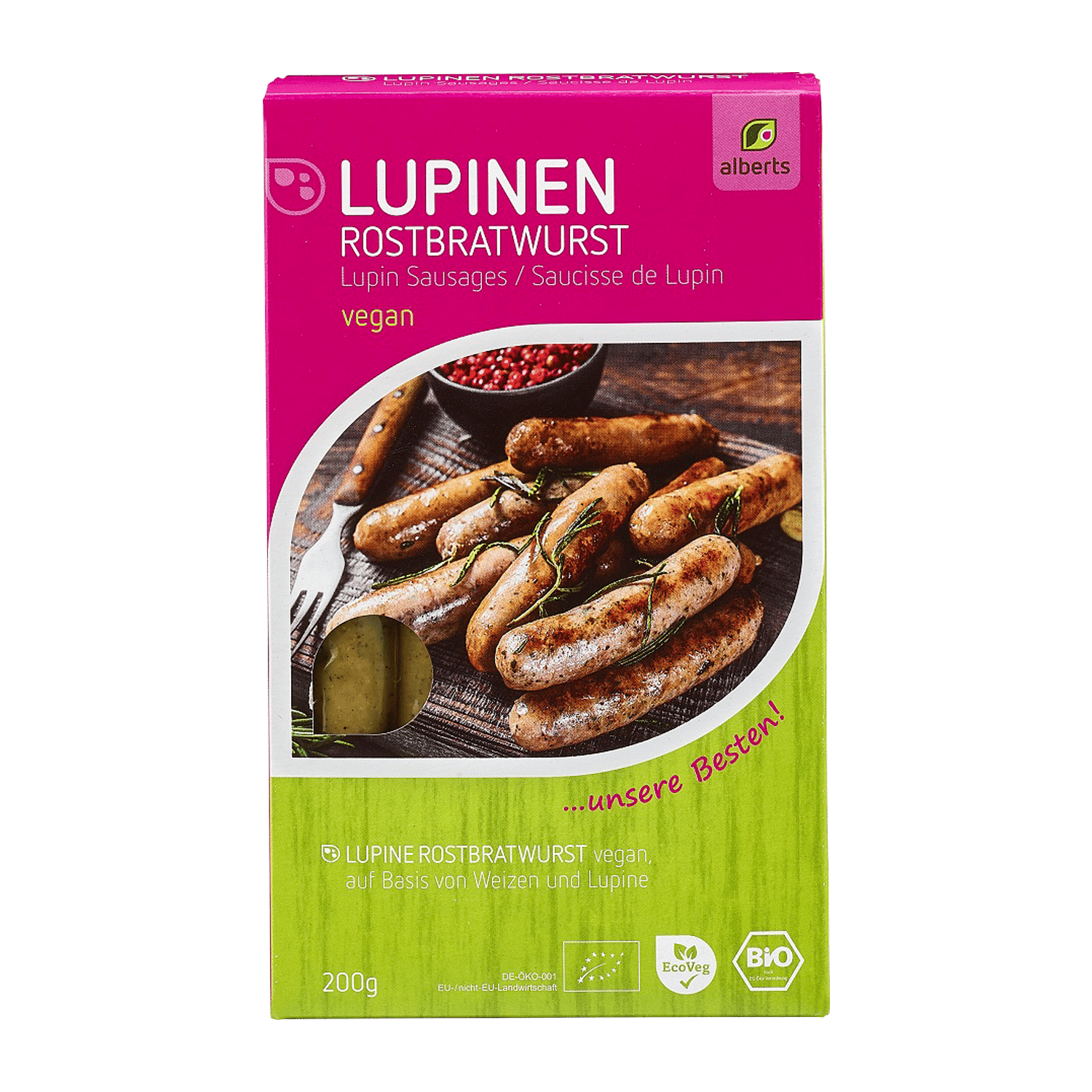 Lupinen-Rostbratwürstchen