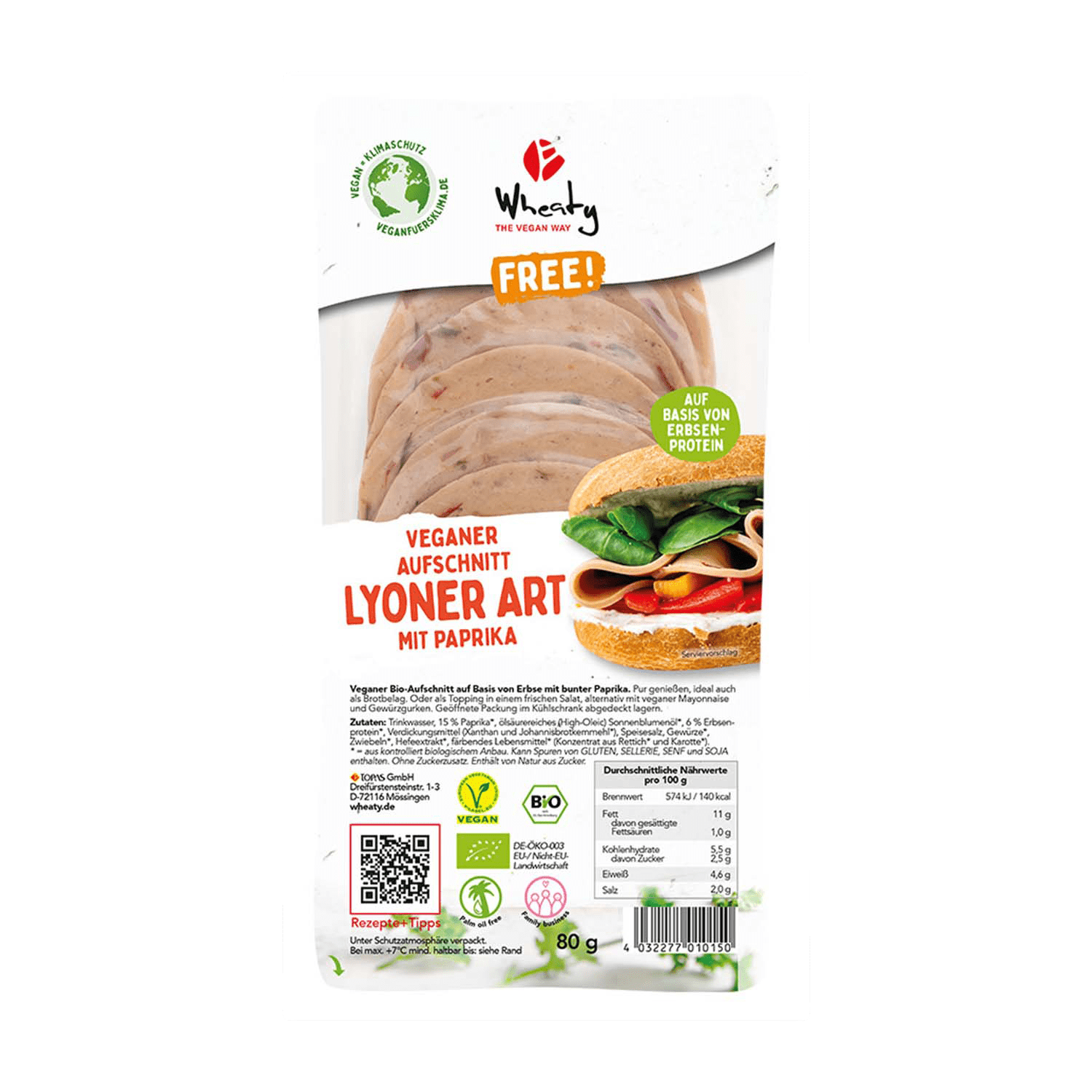 Veganer Aufschnitt Lyoner Art mit Paprika