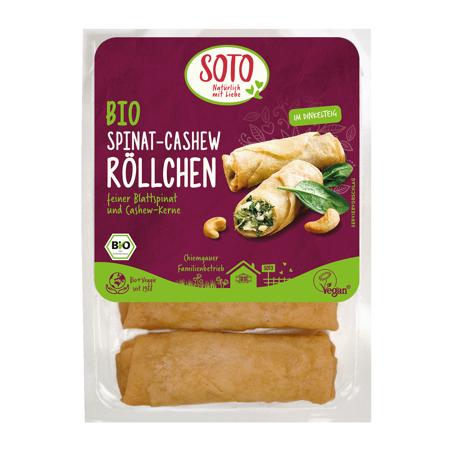 Spinat-Cashew-Röllchen