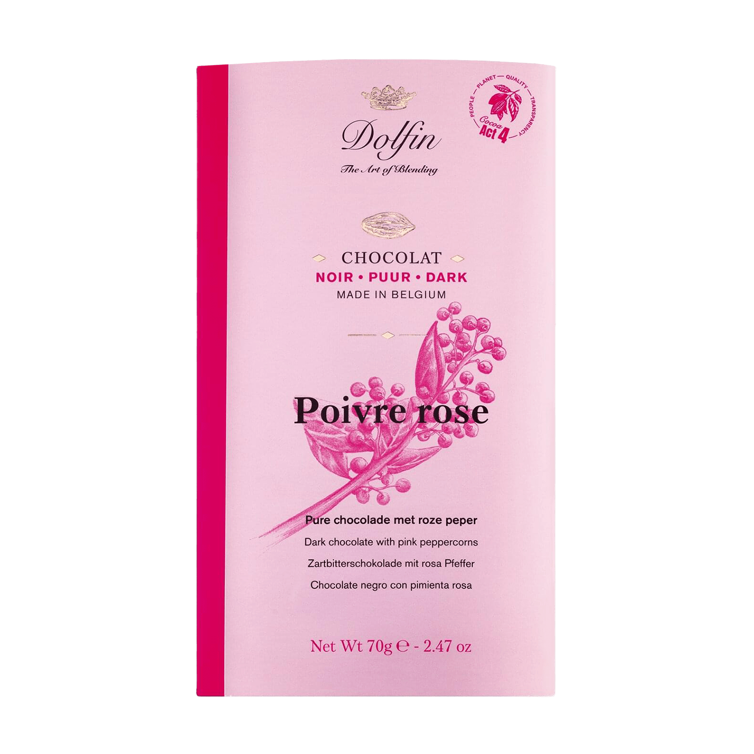 Poivre Rose Zartbitterschokolade mit Rosa Pfeffer