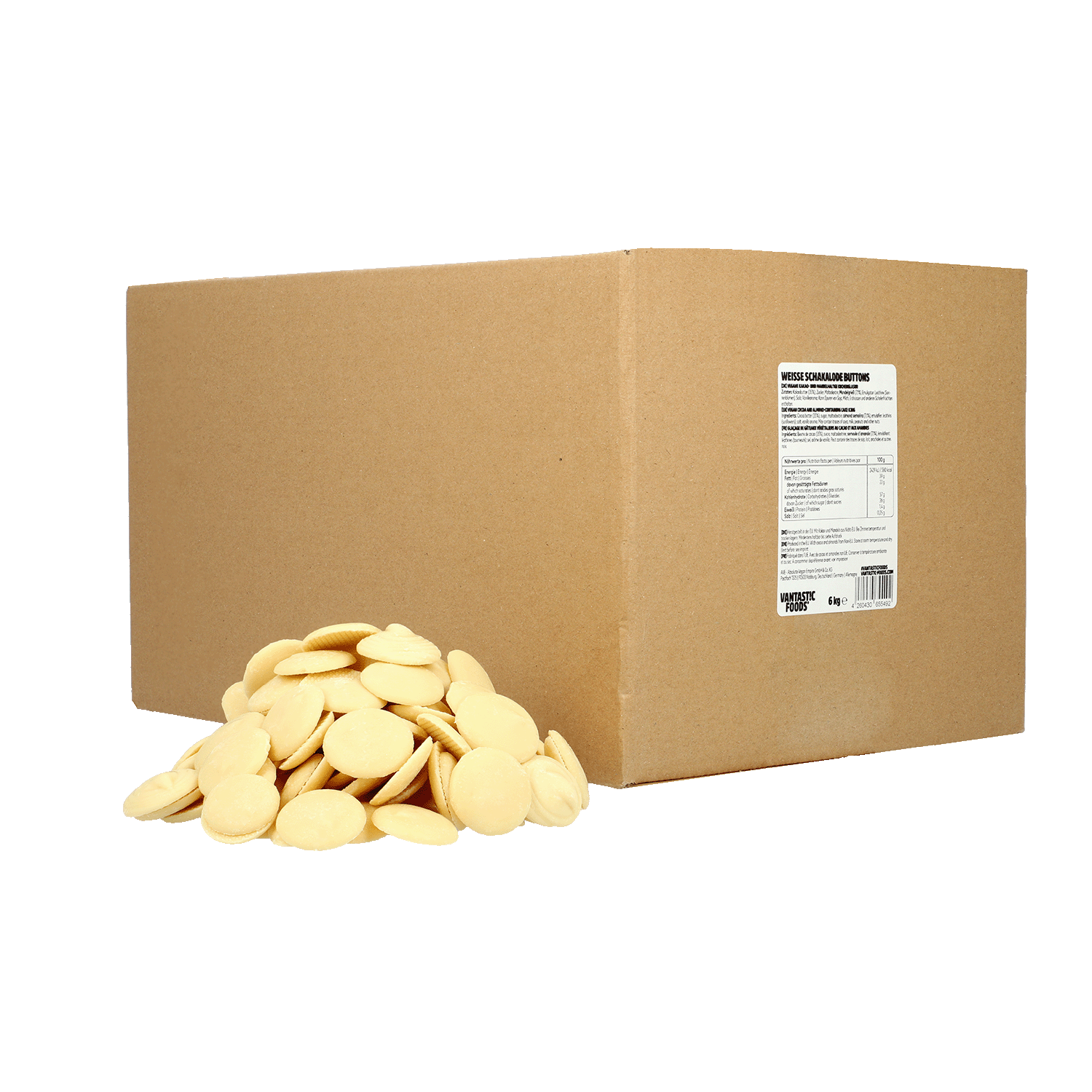 Weisse Schakalode Buttons, Bulk Karton