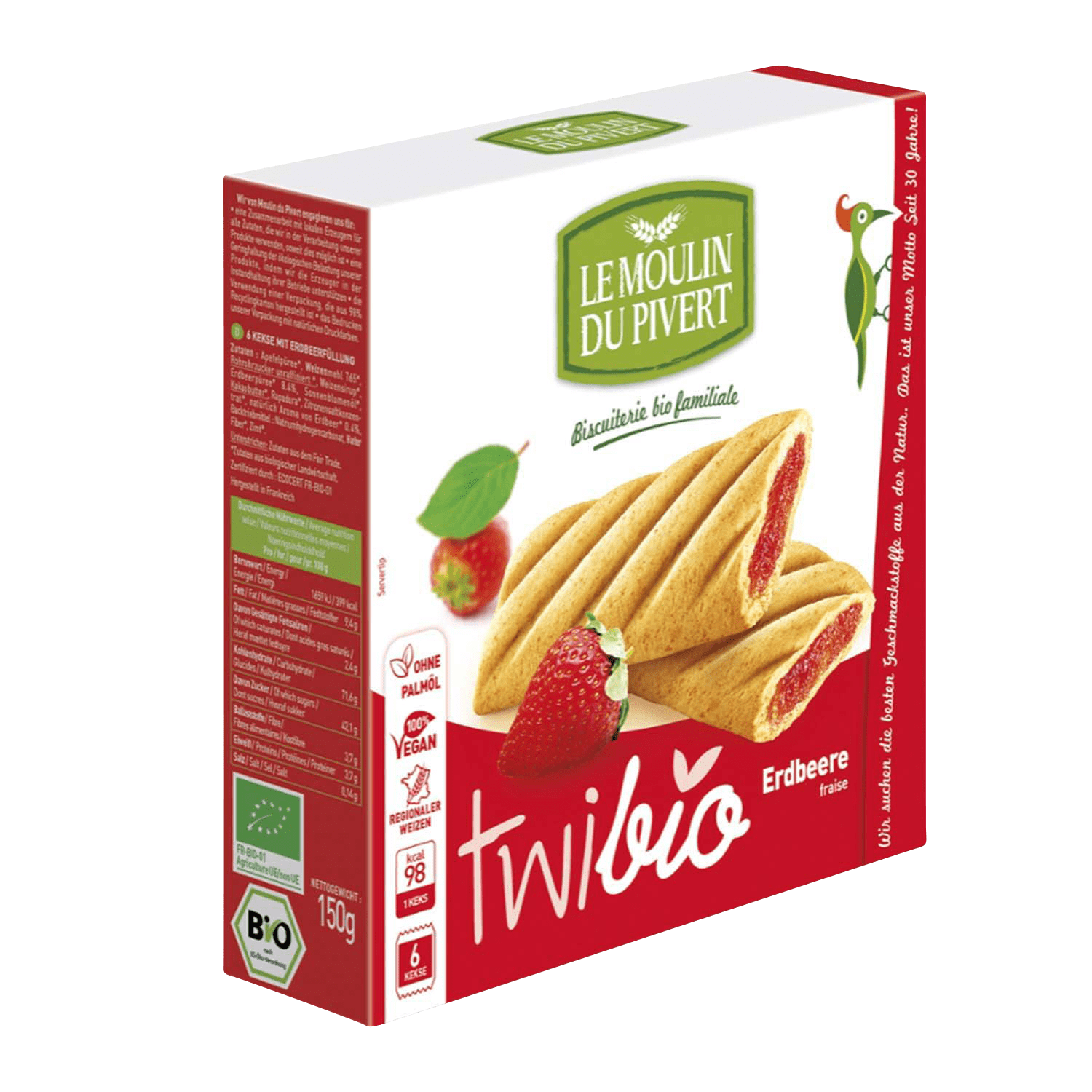 Twibio Kekse mit Erdbeerfüllung