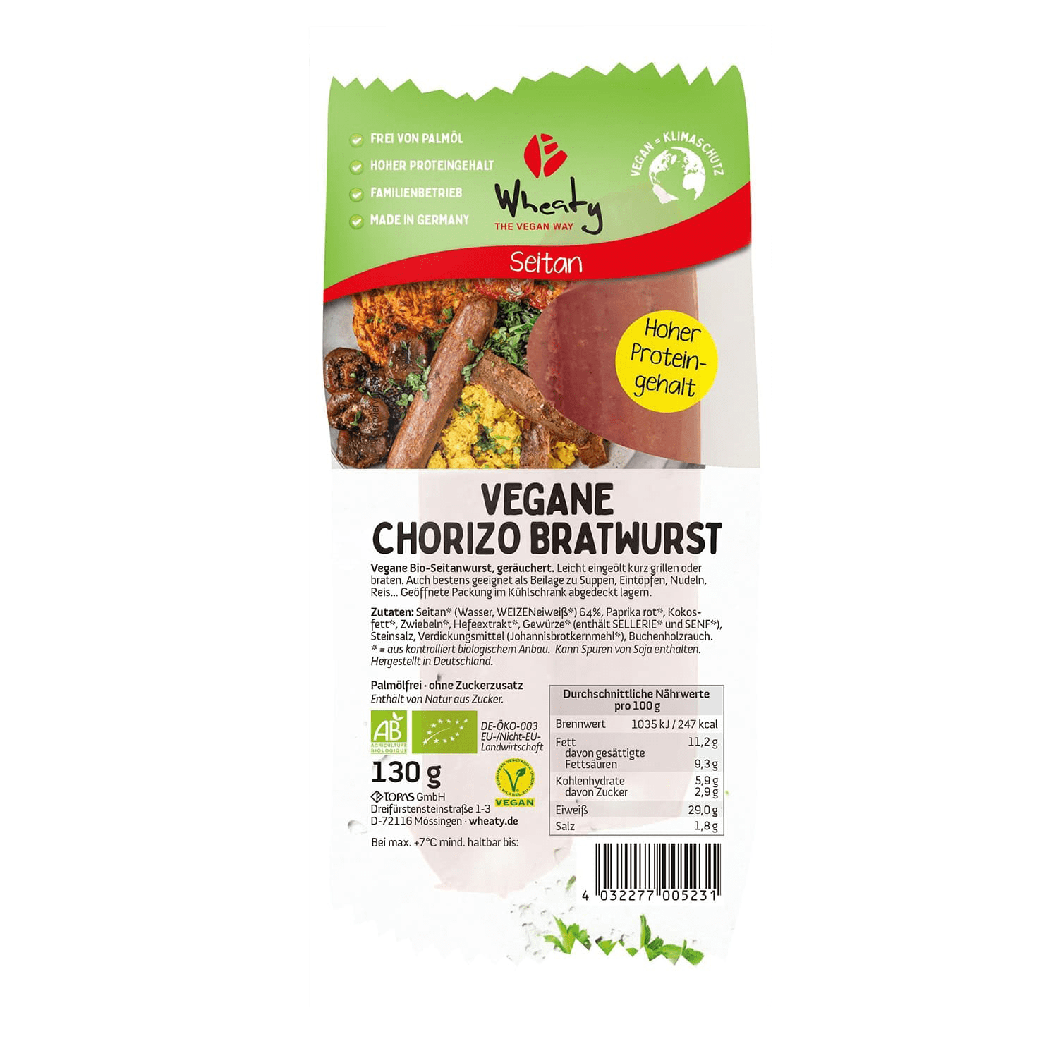 Vegane Chorizo-Bratwurst