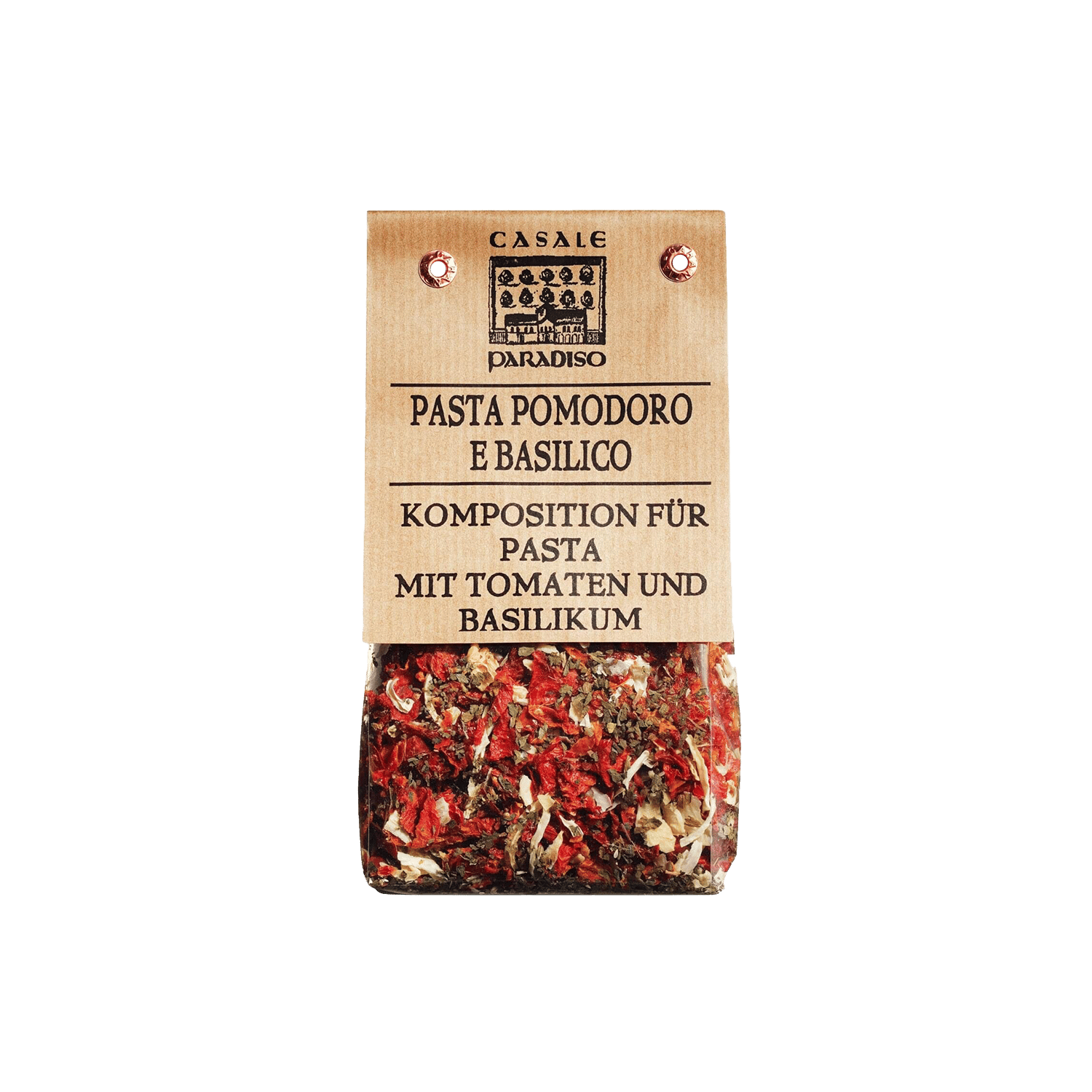 Komposition für Pasta mit Tomaten und Basilikum