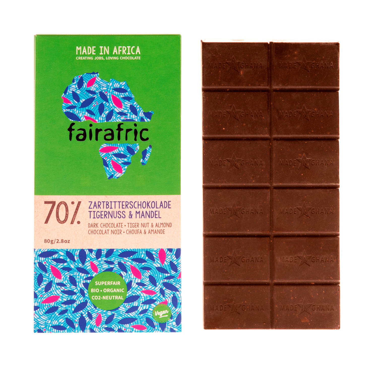 Zartbitterschokolade & Tigernuss & Mandel 70%