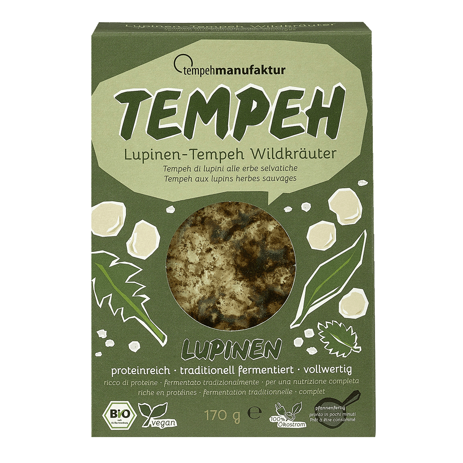 Lupinen-Tempeh Wildkräuter