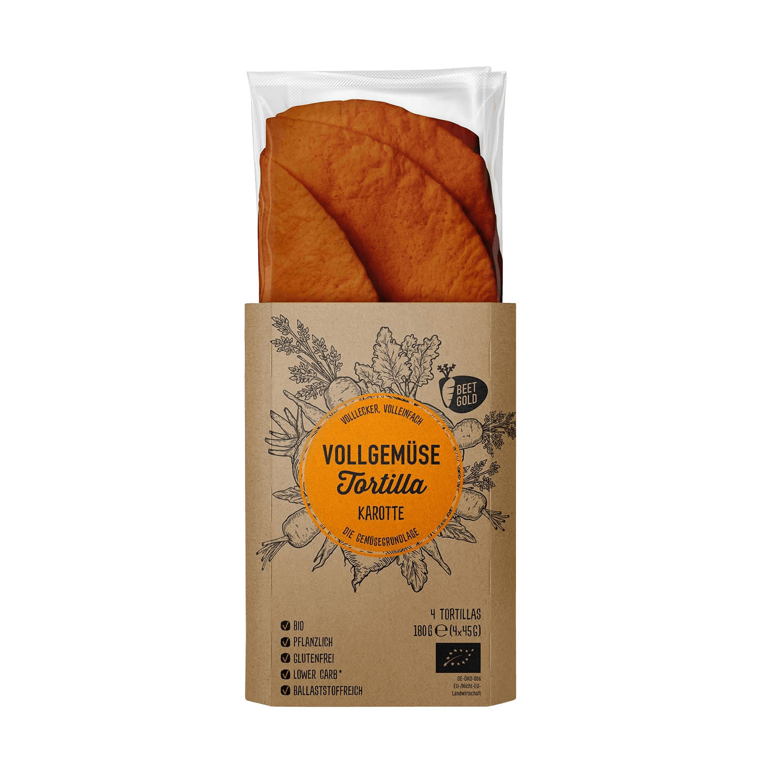 Vollgemüse Tortilla Karotte (4 Stück)